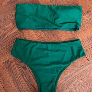 Two piece green bathing suit